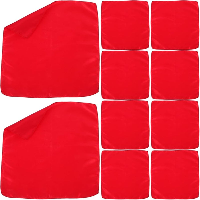 مناديل مربعة من الساتان الأحمر 50 قطعة قابلة لإعادة الاستخدام والغسيل لتزيين حفلات الزفاف - Image 1